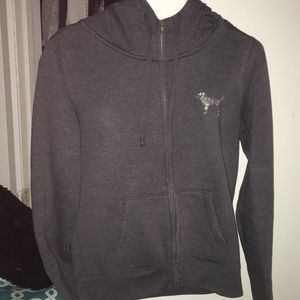 Dark gray pink zip up hoodie